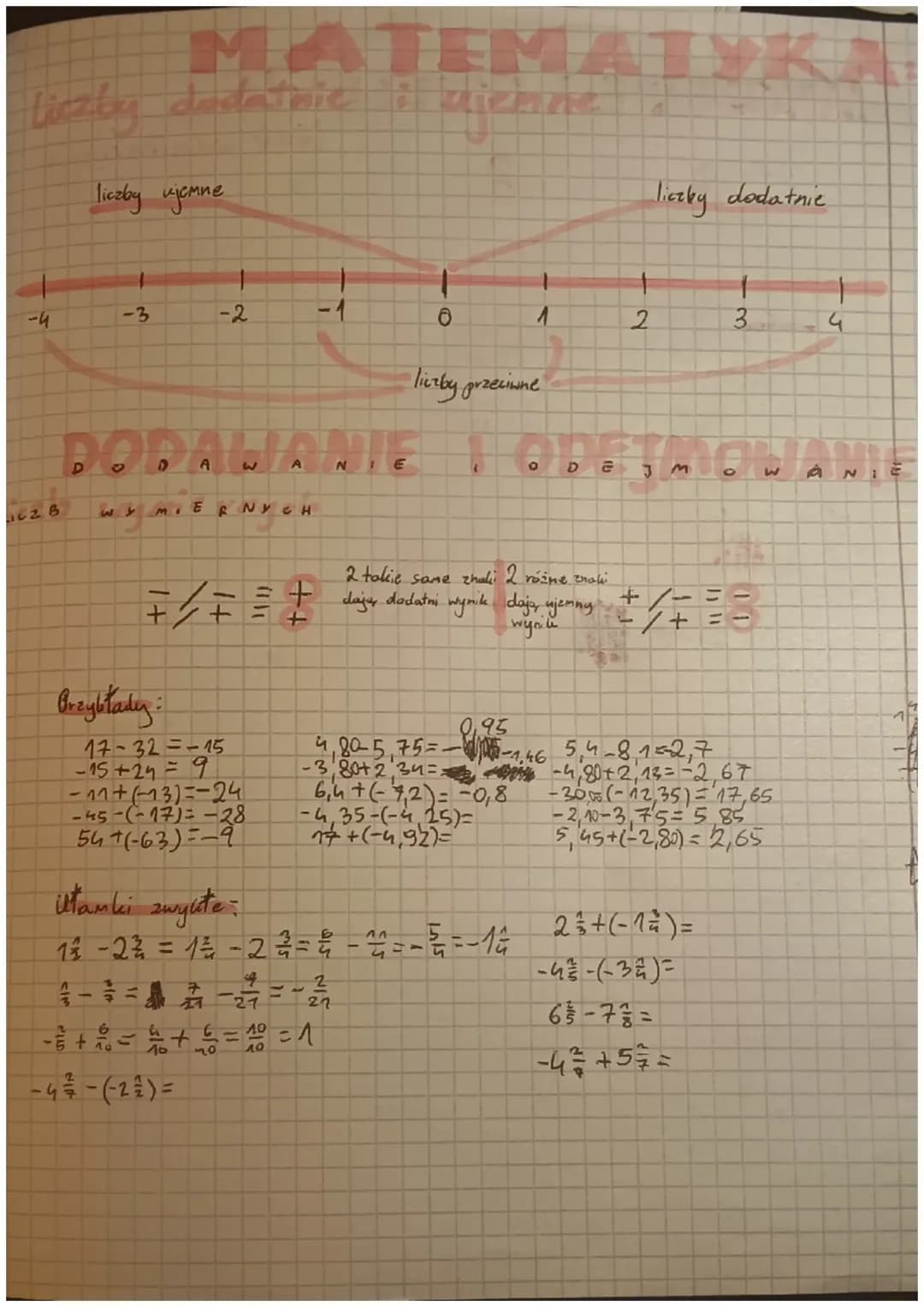 MATEMATIK
liczby dodatnic
liczby ujemne
ajenne
liczby dodatnic
-4
-3
-2
CzB
DODALIANIE
wy MIERNYCH
liczby przeciwne
2
3
ODETMOW
NE
= + dają 