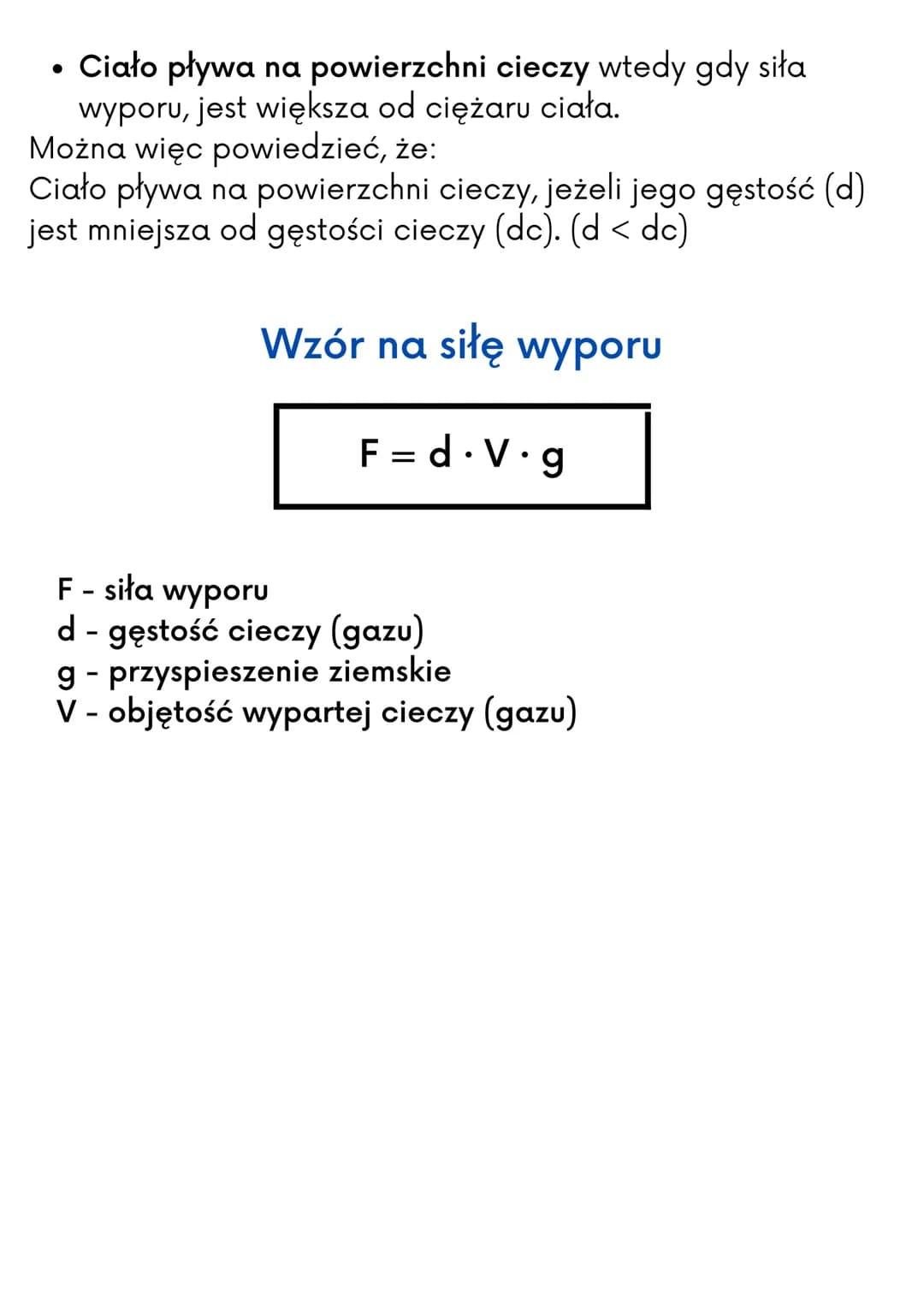 Siła wyporu
SIŁA WYPORU I JEJ WYSTĘPOWANIE
Prawo Archimedesa
„Na każde ciało zanurzone w cieczy działa siła wyporu.
Źródłem siły wyporu jest