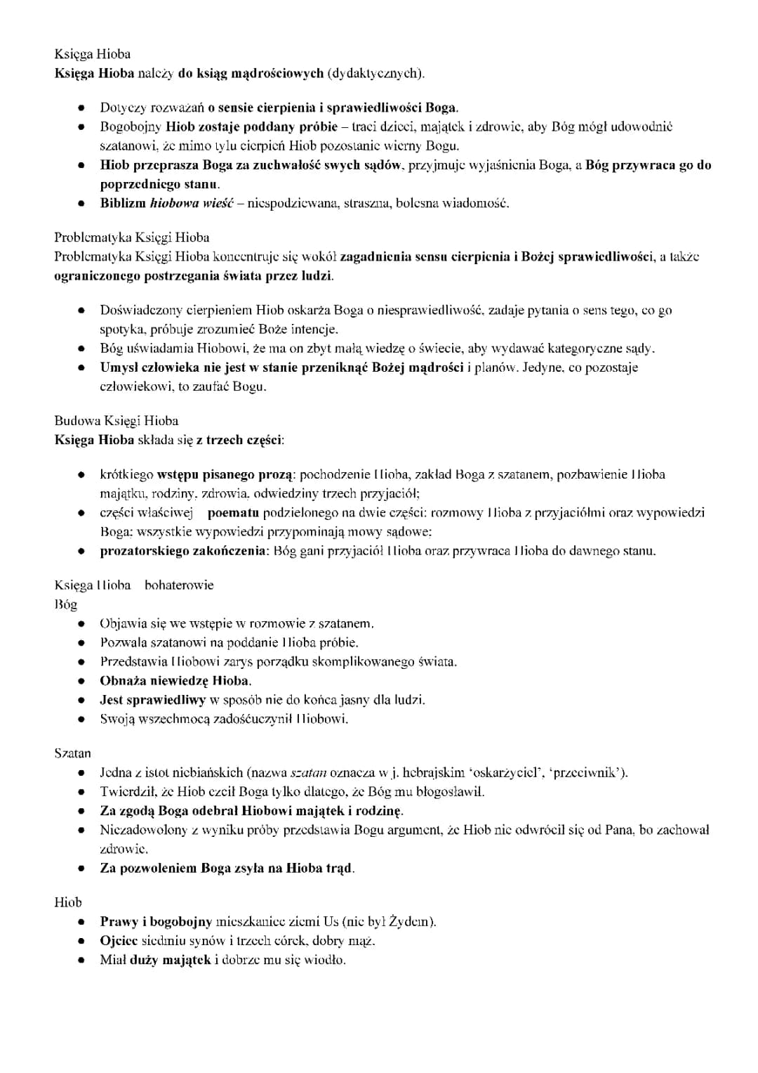 Księga Hioba - streszczenie i motywy