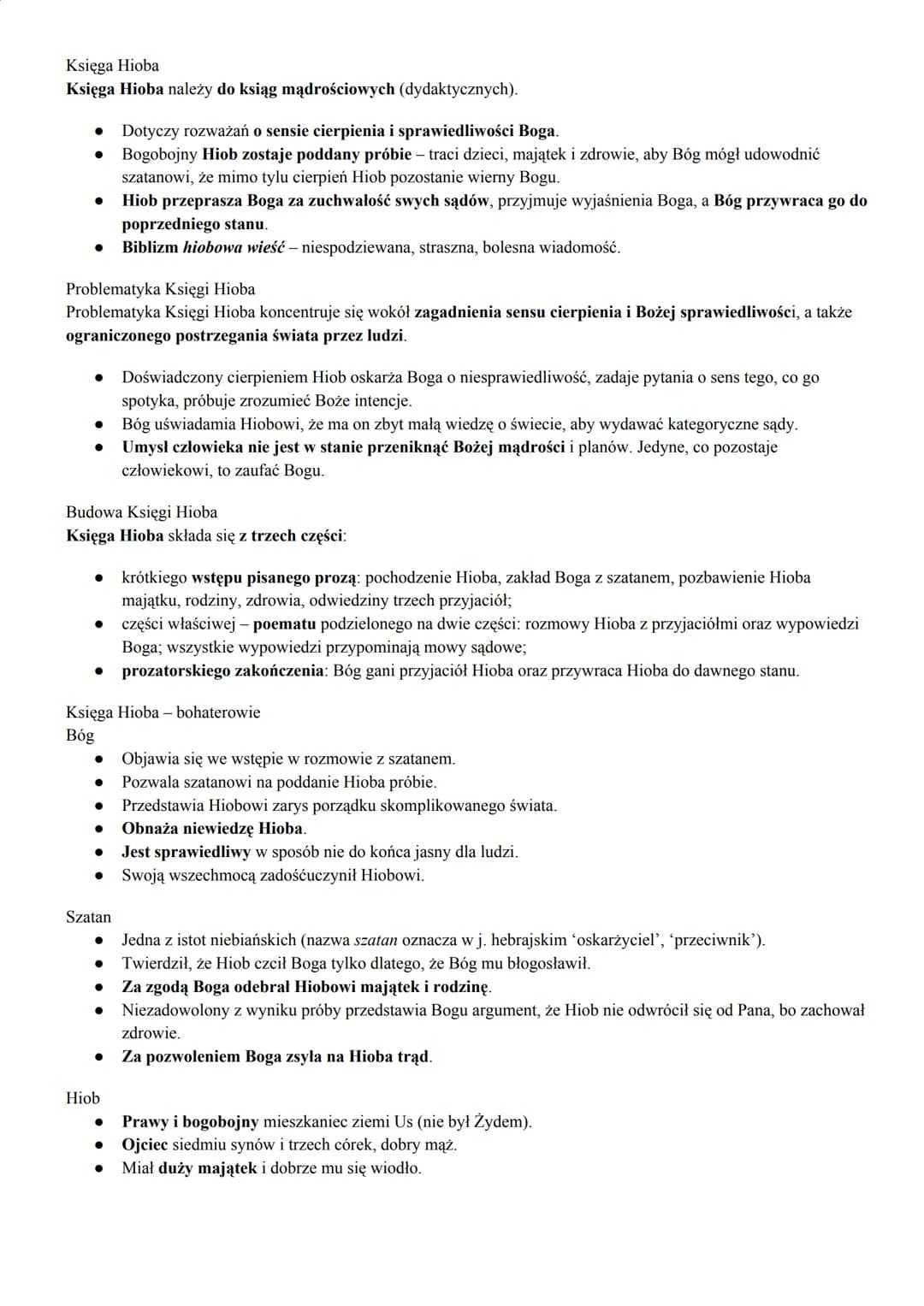 Księga Hioba
Księga Hioba należy do ksiąg mądrościowych (dydaktycznych).
● Dotyczy rozważań o sensie cierpienia i sprawiedliwości Boga.
Bogo