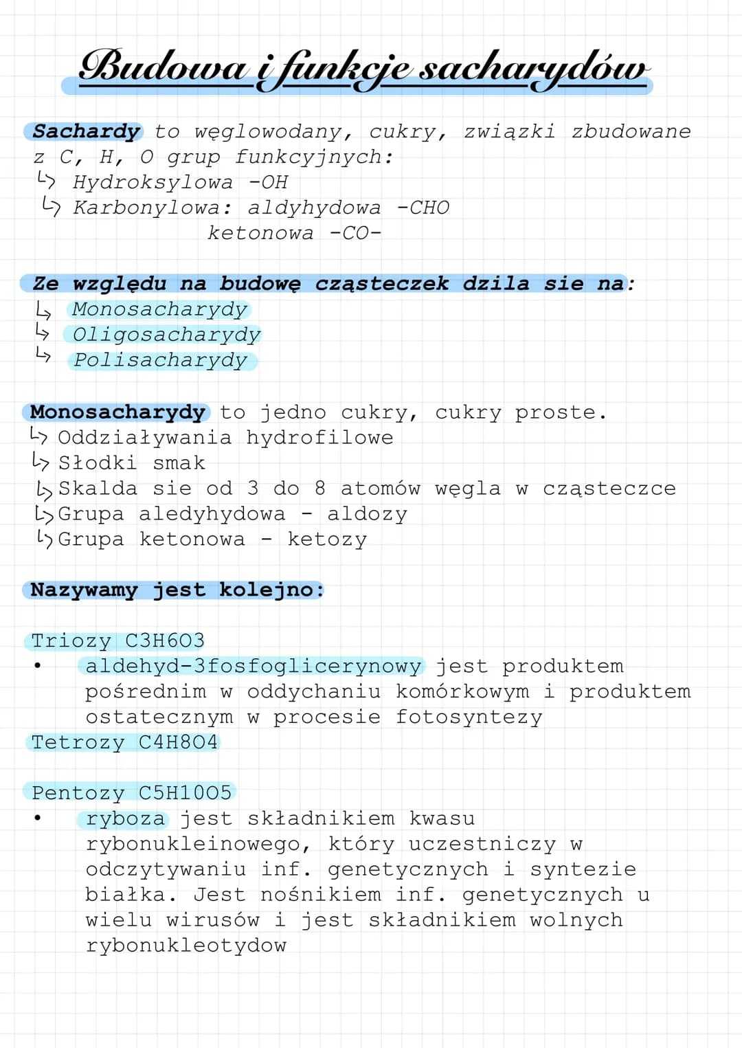 Budowa i funkcje sacharydów 