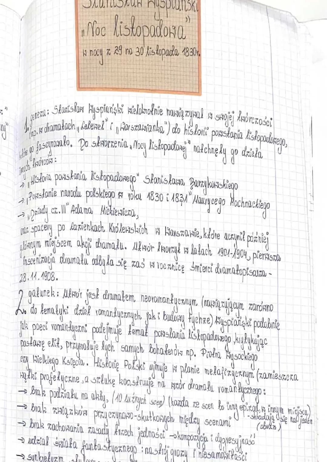Noc listopadowa - opracowanie i streszczenie: Wyspiański, bohaterowie, motywy