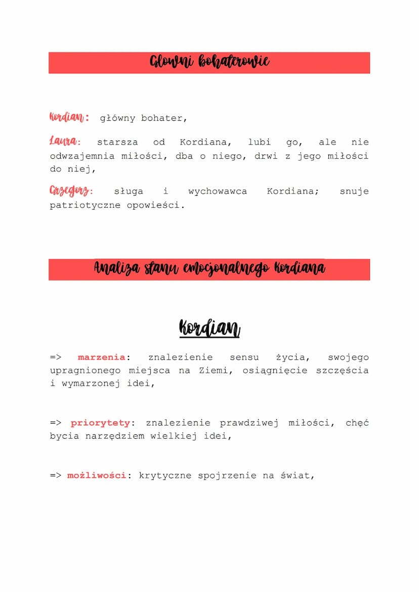 Kordian
Problematyka
• próba dokonania oceny powstania listopadowego,
• polemika z mesjanizmem III części „Dziadów",
historia bohatera poszu