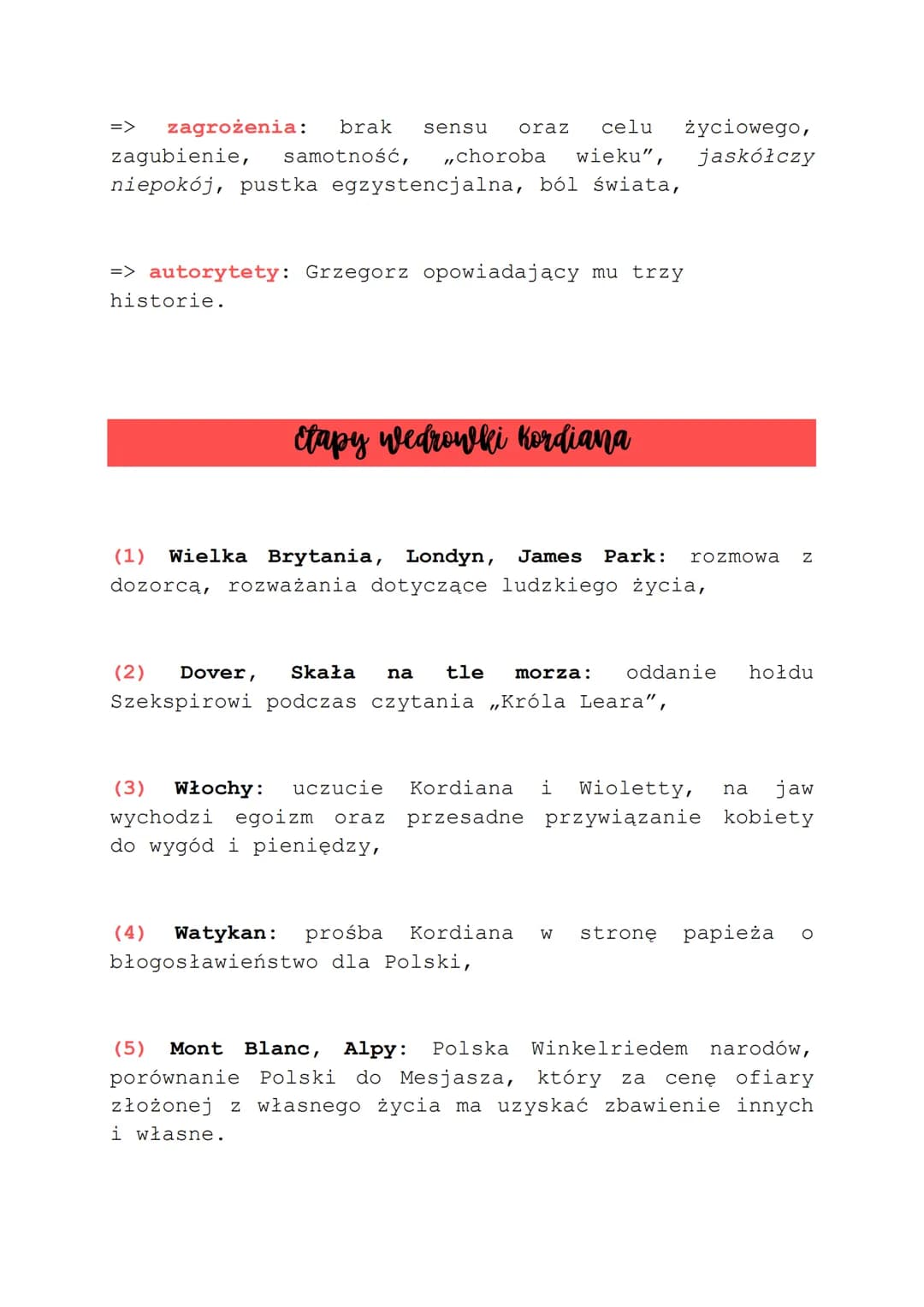 Kordian
Problematyka
• próba dokonania oceny powstania listopadowego,
• polemika z mesjanizmem III części „Dziadów",
historia bohatera poszu