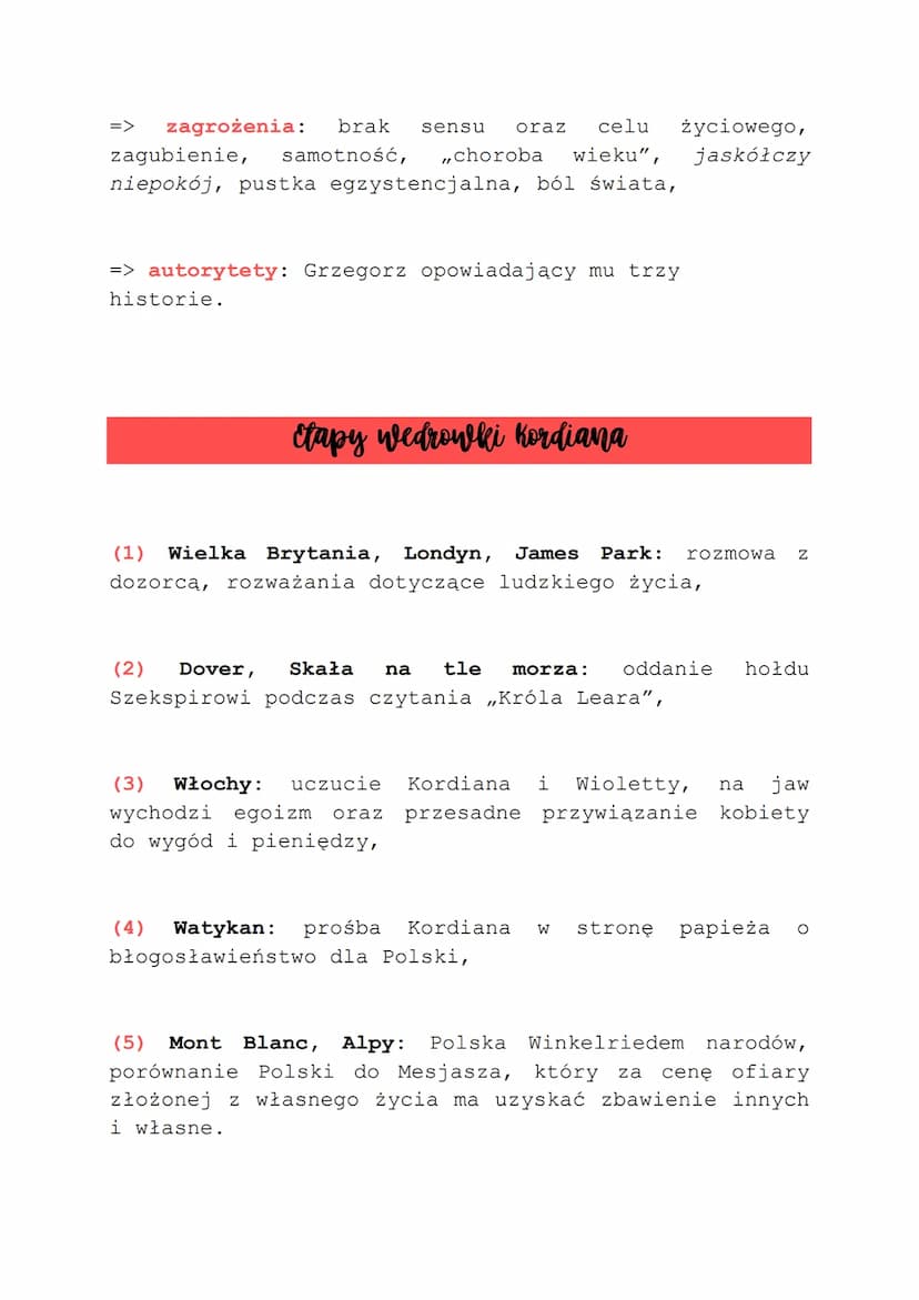 Kordian
Problematyka
• próba dokonania oceny powstania listopadowego,
• polemika z mesjanizmem III części „Dziadów",
historia bohatera poszu