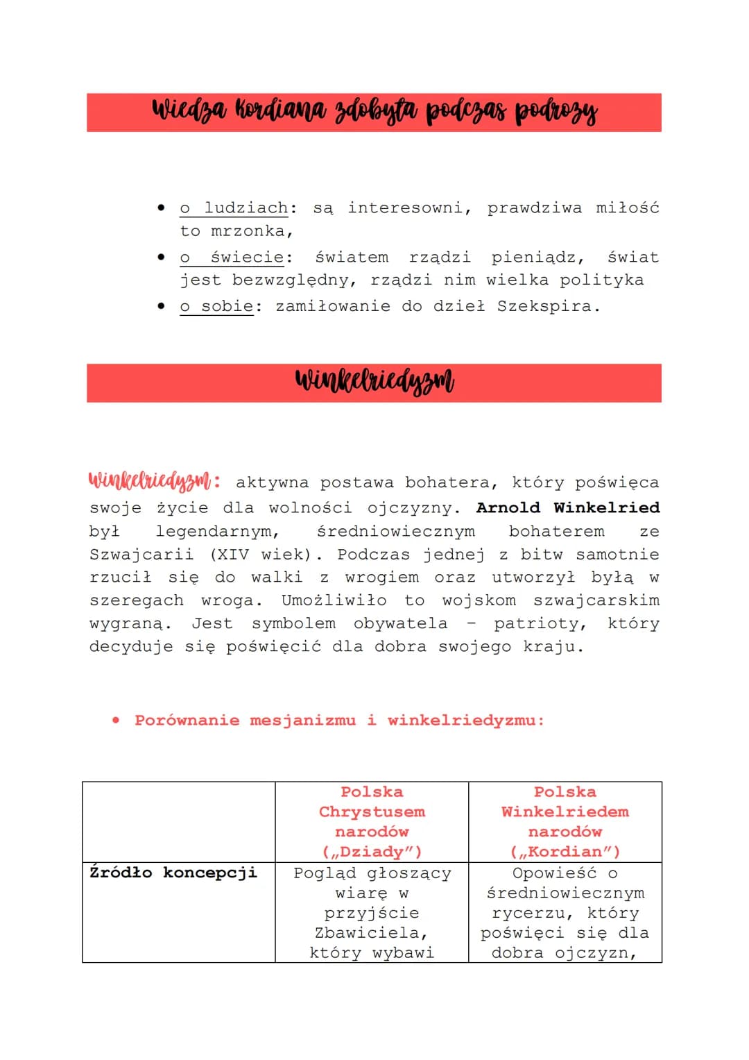 Kordian
Problematyka
• próba dokonania oceny powstania listopadowego,
• polemika z mesjanizmem III części „Dziadów",
historia bohatera poszu