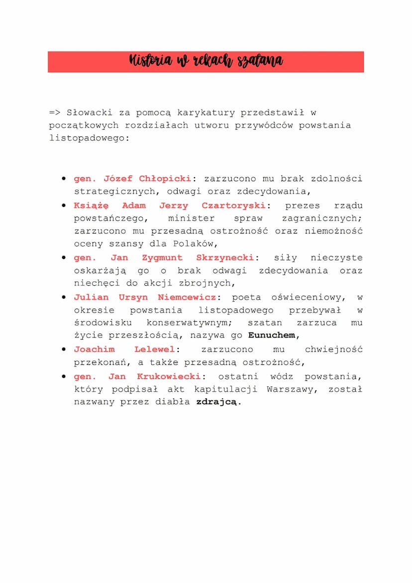Kordian
Problematyka
• próba dokonania oceny powstania listopadowego,
• polemika z mesjanizmem III części „Dziadów",
historia bohatera poszu