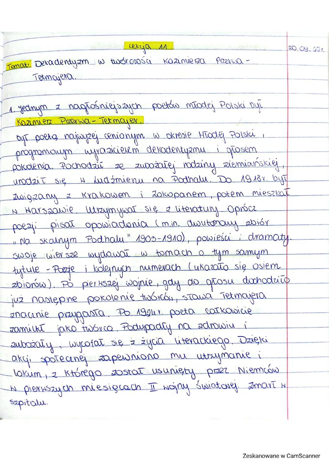 Dekadentyzm Kazimierz Przerwa-Tetmajer