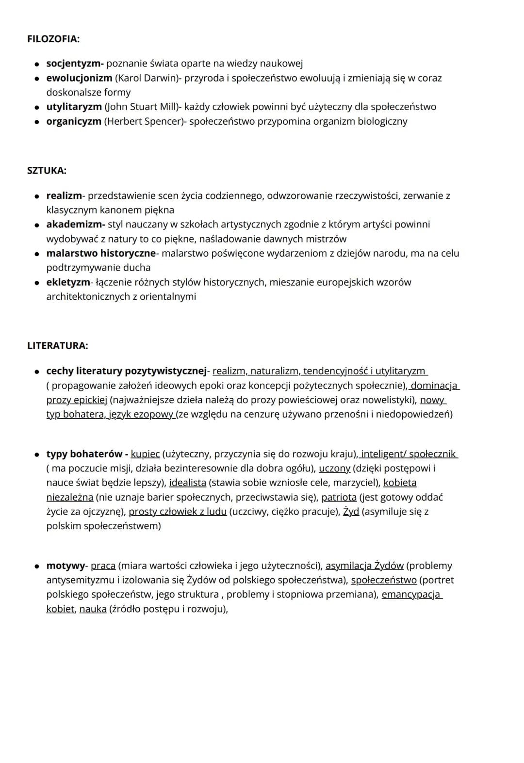 POZYTYWIZM
wprowadzenie do epoki
nazwa:
• "Kurs filozofii pozytywnej" August Comte (francuski myśliciel)
za granicą kierunek w filozofii
ruc