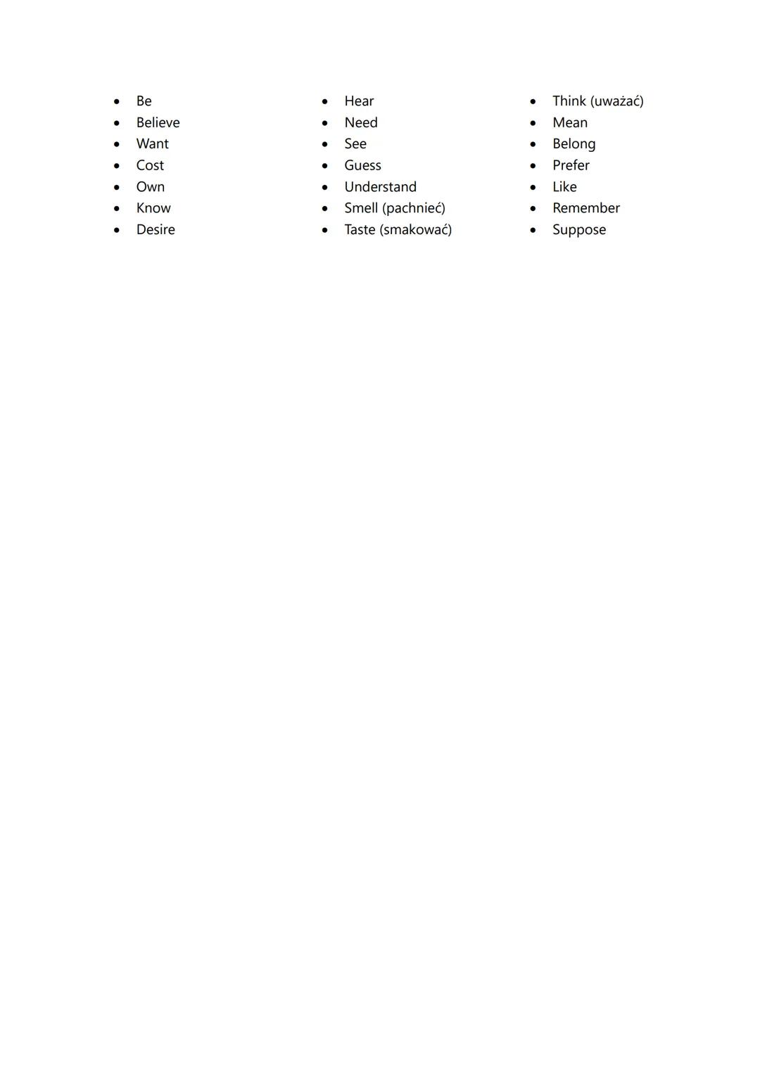 # Present Continuous

Budowa

- Twierdzące:
podmiot + to be (am / is / are) + czasownik z końcówką -ing

- Przeczące:
podmiot + to be not ('