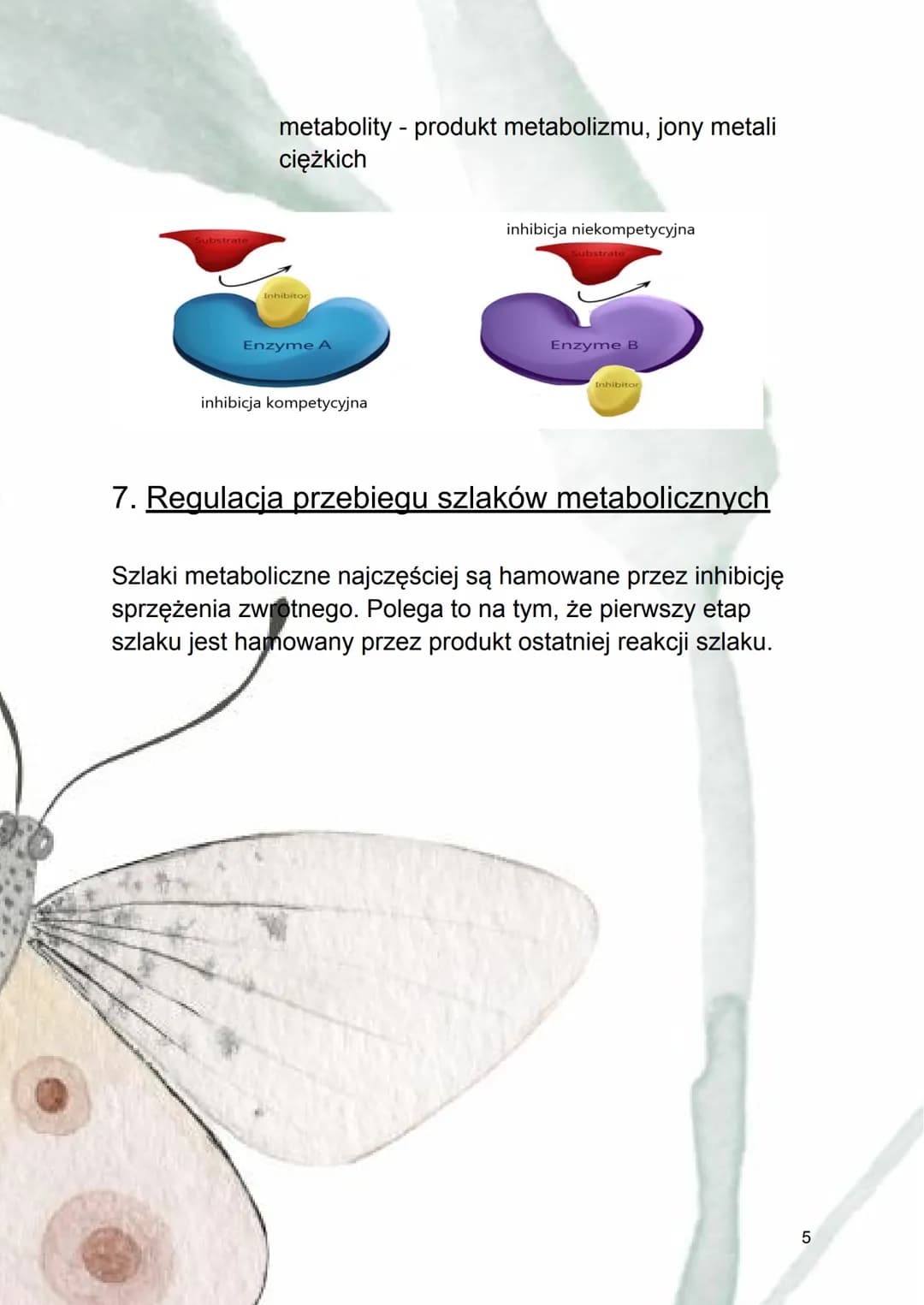 Regulacja aktywności enzymów
1. Czynniki wpływające na efektywność
działania enzymu :
→ stężenie substratu
→ temperatura
→ pH środowiska
→ o