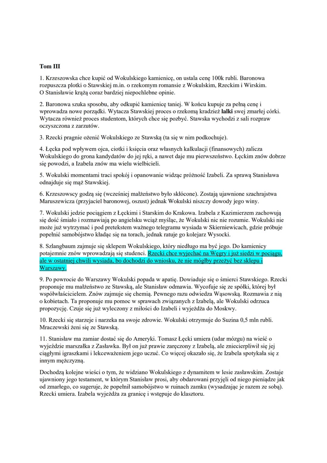 Lalka
WAŻNE INFO NA POCZĄTEK: JEST TO KRÓTSZA WERSJA STRESZCZENIA
SZCZEGÓŁOWEGO Z BRYKA, ZAWIERA TROCHĘ SKRÓTÓW MYŚLOWYCH ITP., WIĘC
JEŚLI K