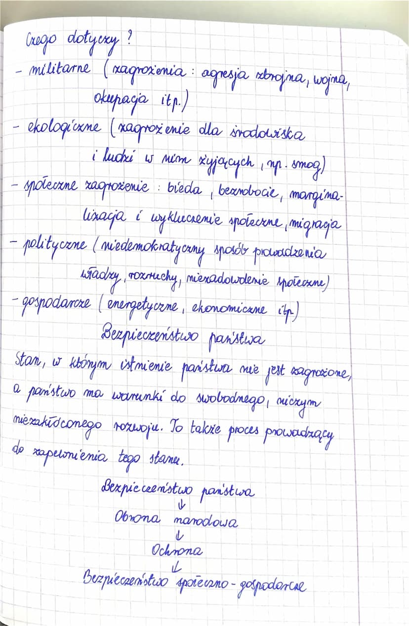 Bezpieczeństwo - stan spokoju i pewnokci,
i lęku
wolne od wszelkich
życie
zagrożeń
oraz nieustanny proces umożliwiający
celów
funkcjonowanie