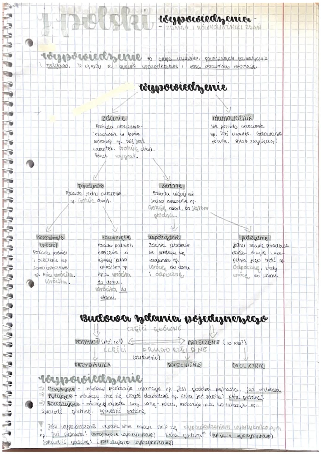 Wypowiedzenia - zdania i równoważniki zdań 🩶📓