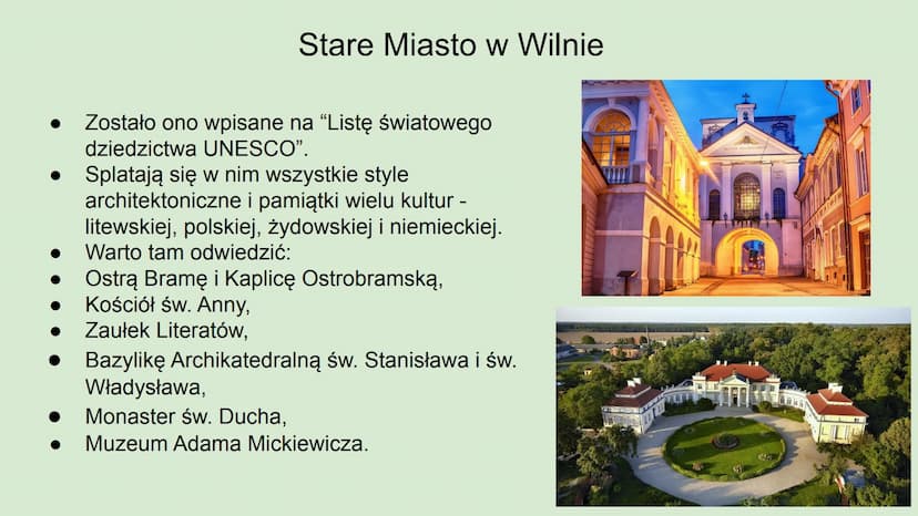 Dziedzictwo przyrodnicze
i kulturowe Litwy Litwa
Jest to niewielki kraj, graniczący z Polską.
Stolicą jest Wilno.
Ma dostęp do Morza Bałtyck