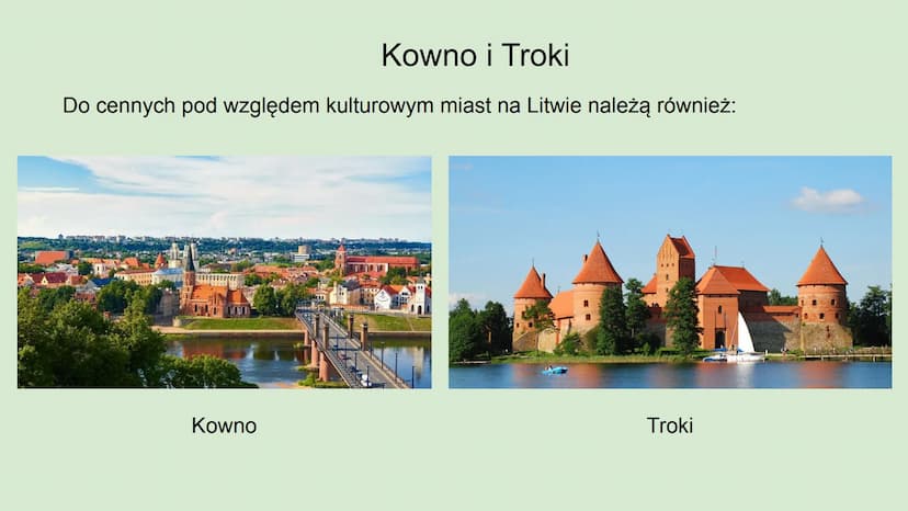 Dziedzictwo przyrodnicze
i kulturowe Litwy Litwa
Jest to niewielki kraj, graniczący z Polską.
Stolicą jest Wilno.
Ma dostęp do Morza Bałtyck