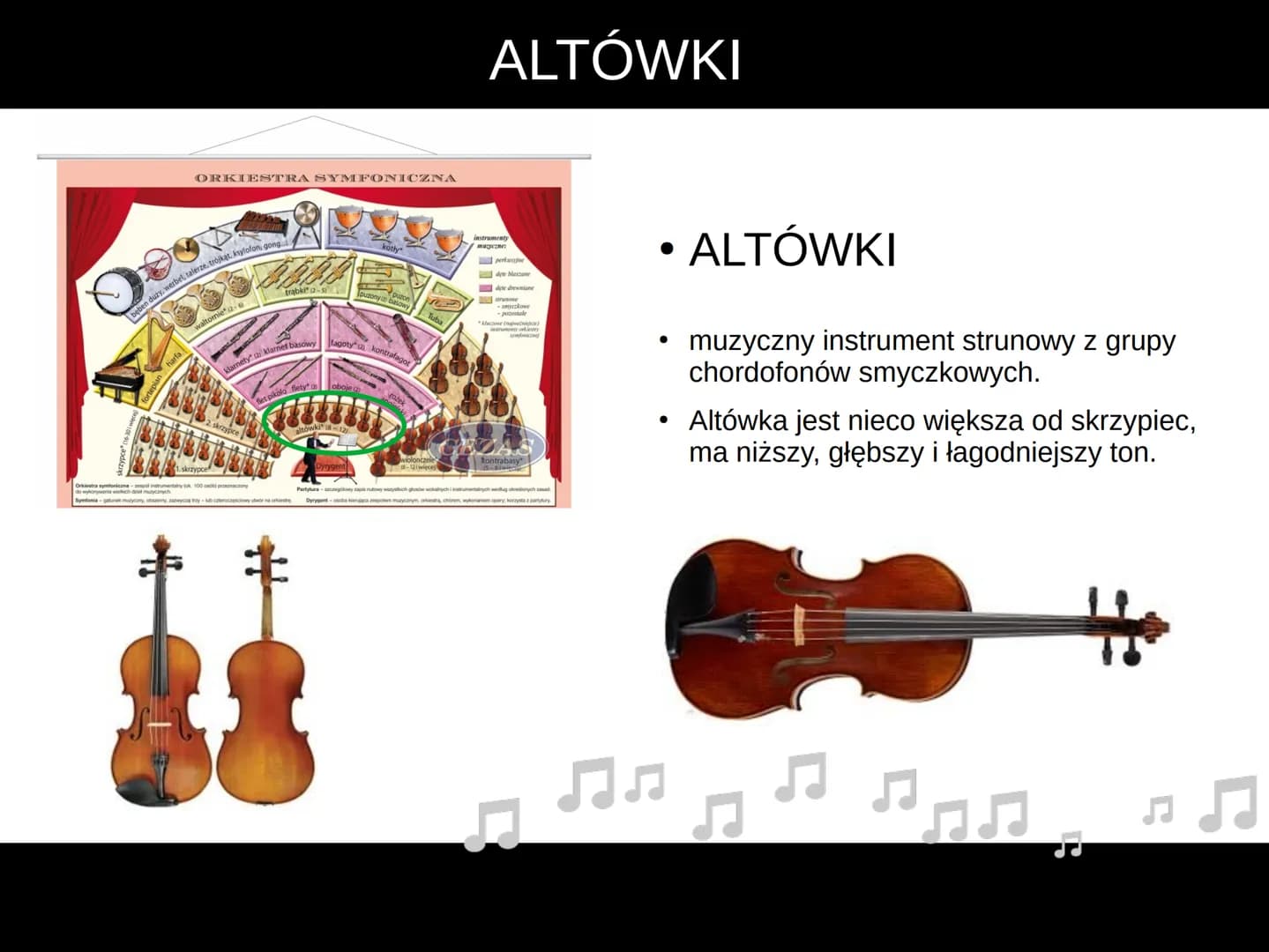 ORKIESTRA SYMFONICZNA
II E
bęben duży, werbel, talerze, trójkąt, ksylofon, gong...
skrzypce (16-30 i więcej)
fortepian
ORKIESTRA SYMFONICZNA