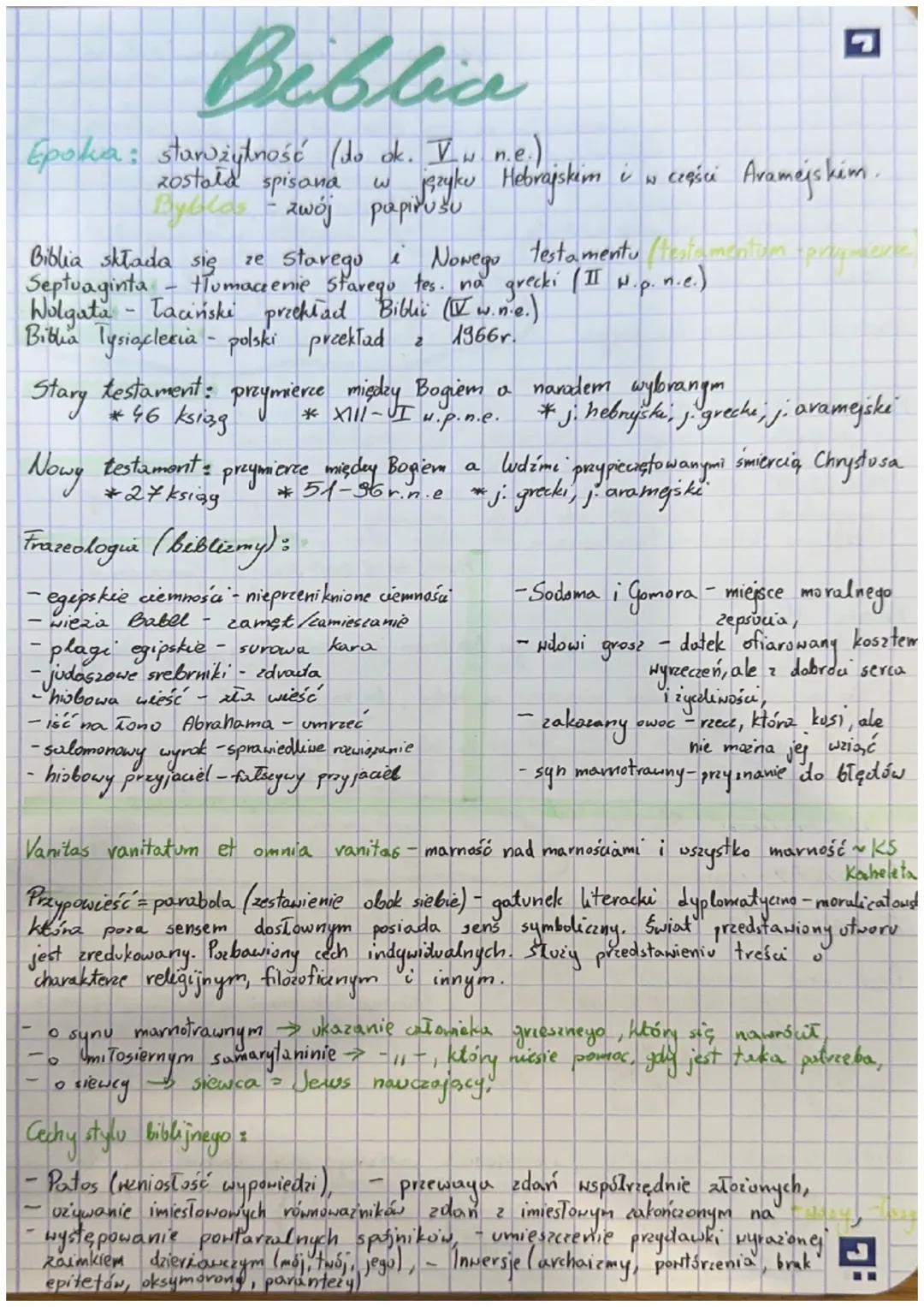 Biblice
Epoka: starożytność (do ok. Iw. n.e.)
zostald spisana
Bydla zwój papirusu
w
języku
języku
Biblia składa się ze
Starego i
Nowego
tłum