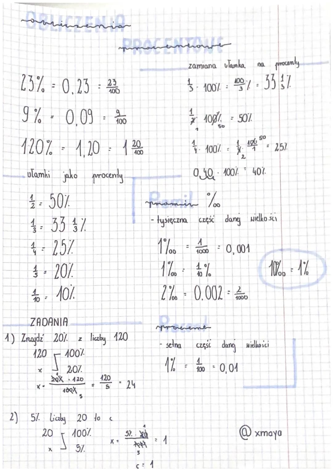 zamiana ułamka
na
procenty
23% = 0.23
=
23
100
9% -0,09 - 100
120%
=
1,20
=
=
3 100% 100% - 33 £7
1
* 100% = 50%
1
50
1200
1
100% =
uľamki j