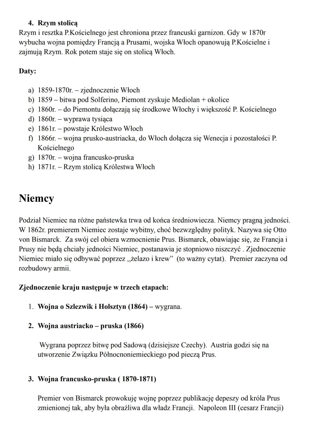 Zjednoczenie Włoch i Niemiec
Od 1815r Włochy składają się z Królestwa Piemontu, Królestwa Obojga Sycylii,
Północno-Wschodnich Włoch, Państwa