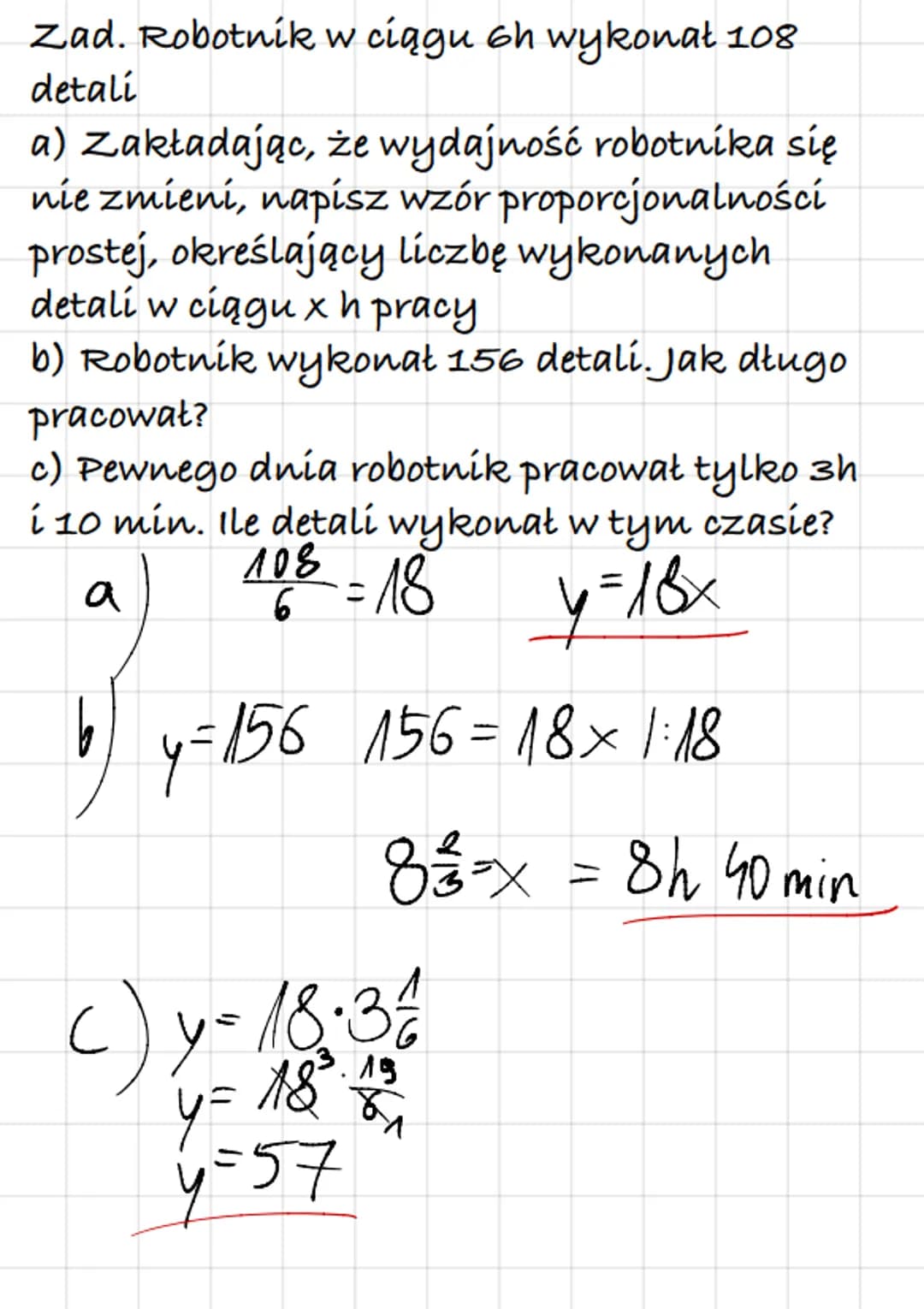 Proporcjonalność prosta
Proporcjonalnością prostą nazywamy
zależność między dwiema wielkościami
zmiennymi x, y określoną wzorem y=ax,
gdzie 
