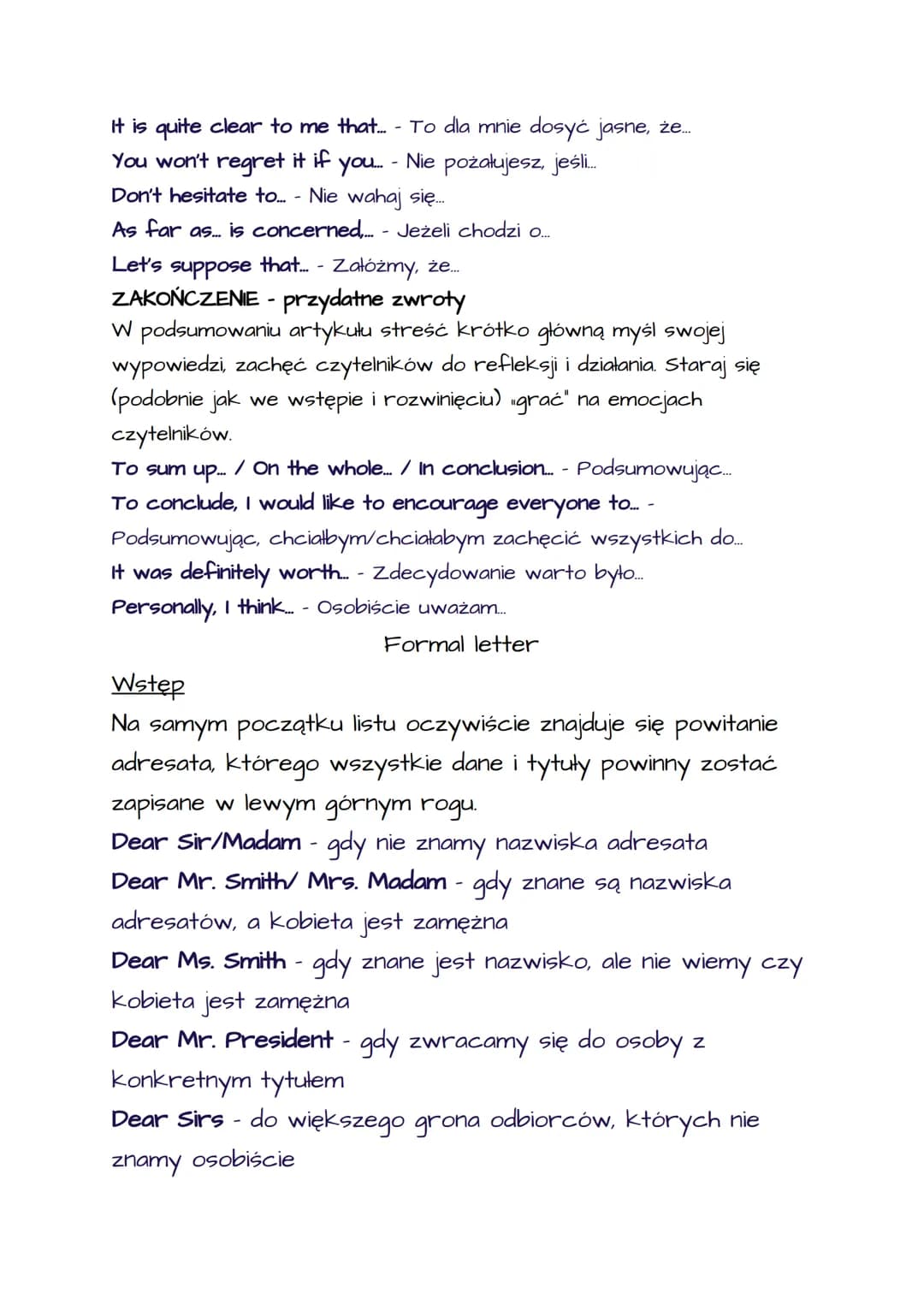 Opinion essay
WSTĘP - przydatne zwroty
Przedstawienie tezy:
It is a popular belief that... - Powszechnie wierzy się, że….…..
It is thought t