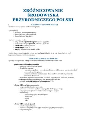 Know ZRÓŻNICOWANIE ŚRODOWISKA PRZYRODNICZEGO POLSKI - zakres rozszerzony  thumbnail