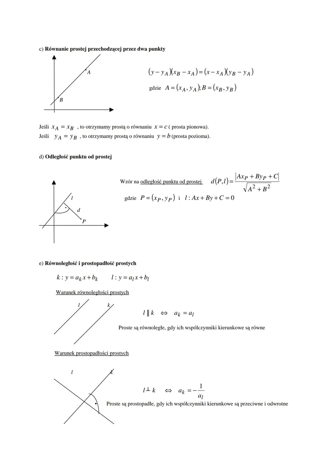 10.1. Prosta
a) Równanie kierunkowe prostej: y = ax + b,
C
K(0,b)
a> 0
αε (0°,90°)
a = tga
10. GEOMETRIA ANALITYCZNA
Prosta y = ax + b w zal