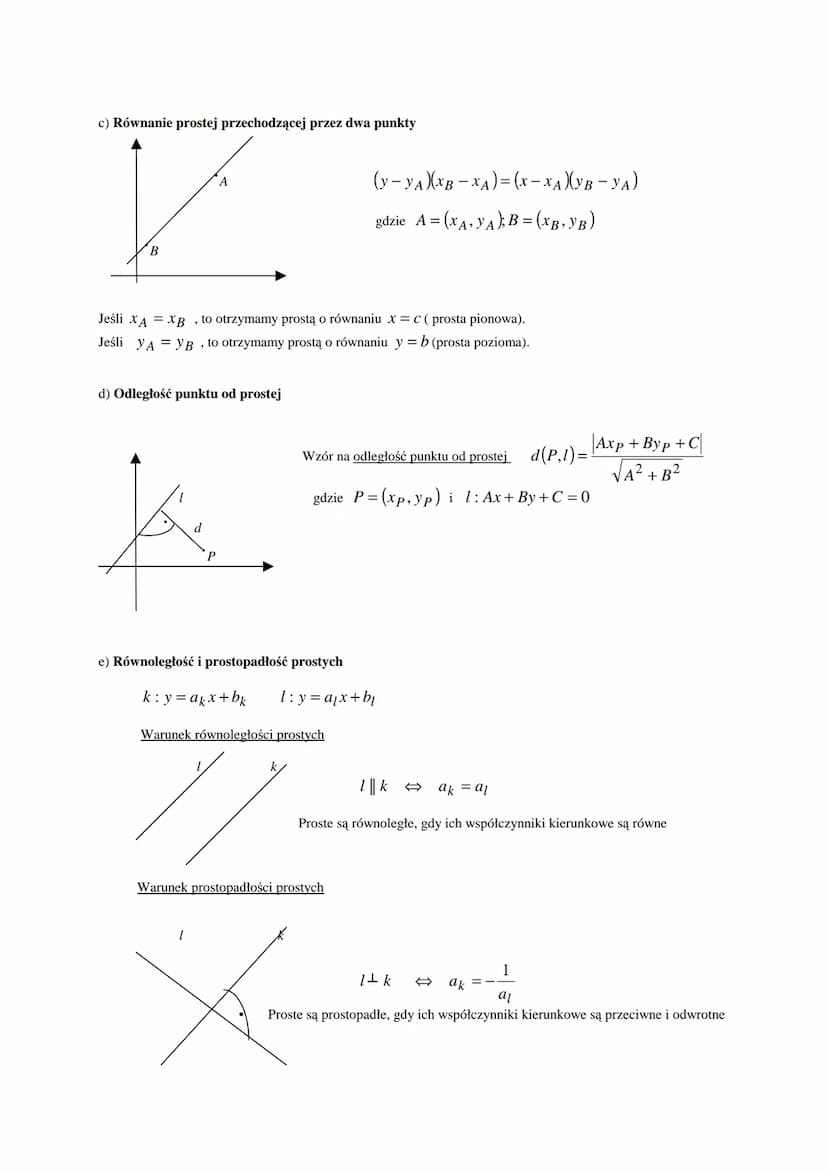10.1. Prosta
a) Równanie kierunkowe prostej: y = ax + b,
C
K(0,b)
a> 0
αε (0°,90°)
a = tga
10. GEOMETRIA ANALITYCZNA
Prosta y = ax + b w zal