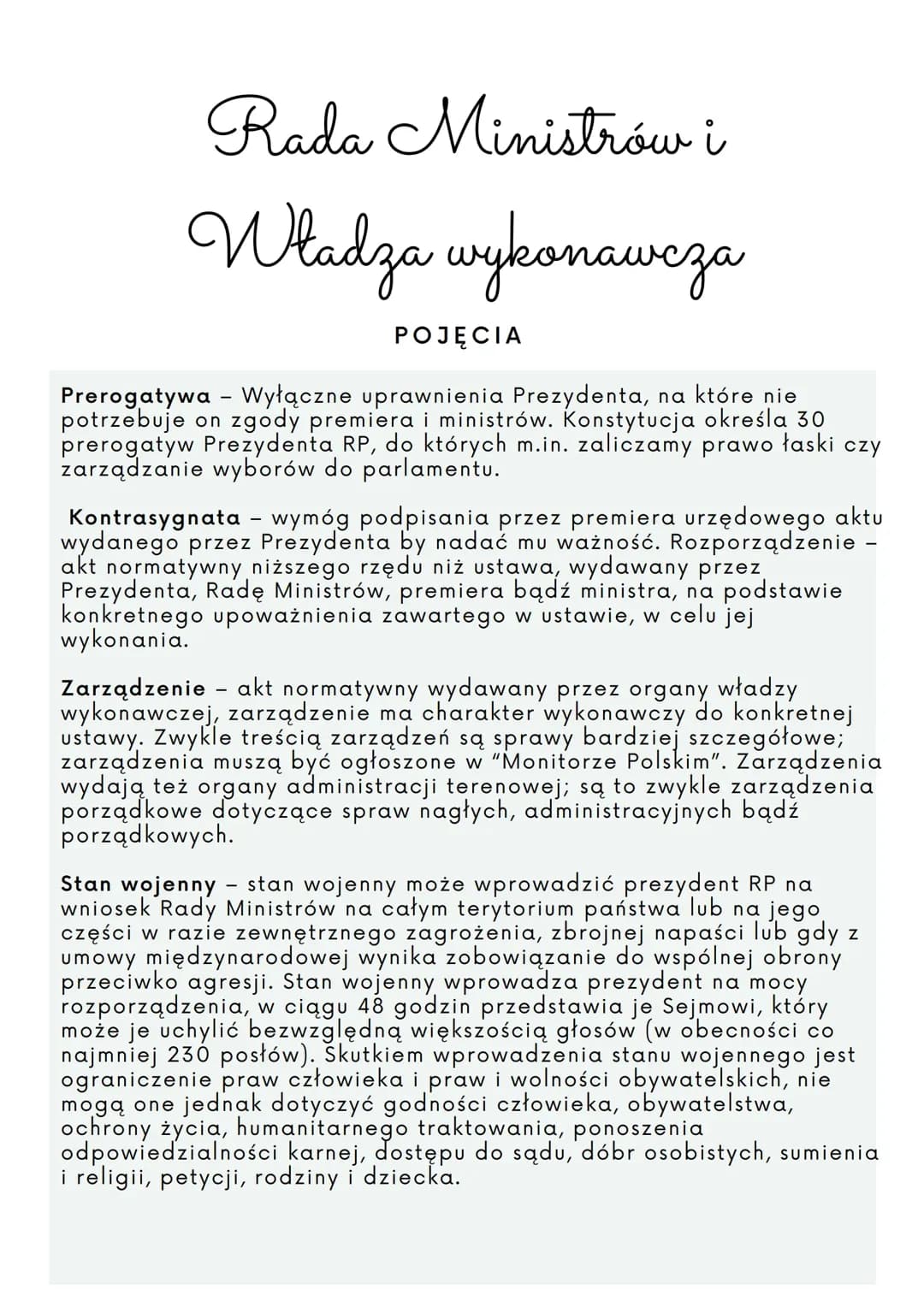  Władza wykonawcza i sądownicza w Polsce - pojęcia, organy i kompetencje.