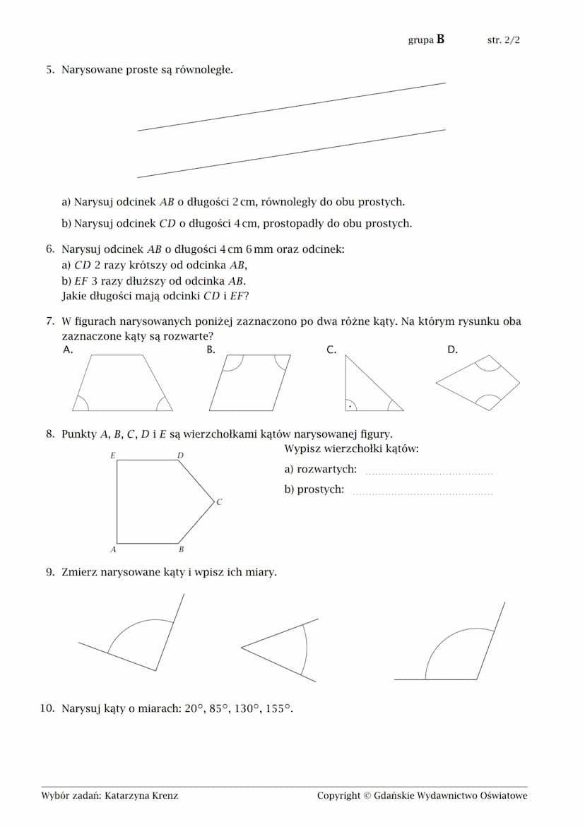 Karta pracy.Figury geometryczne.cz.I
1. Połącz figurę z jej nazwą.
imię i nazwisko
str. 1/2
grupa A
lp. w dzienniku
klasa
data
półprosta
pro