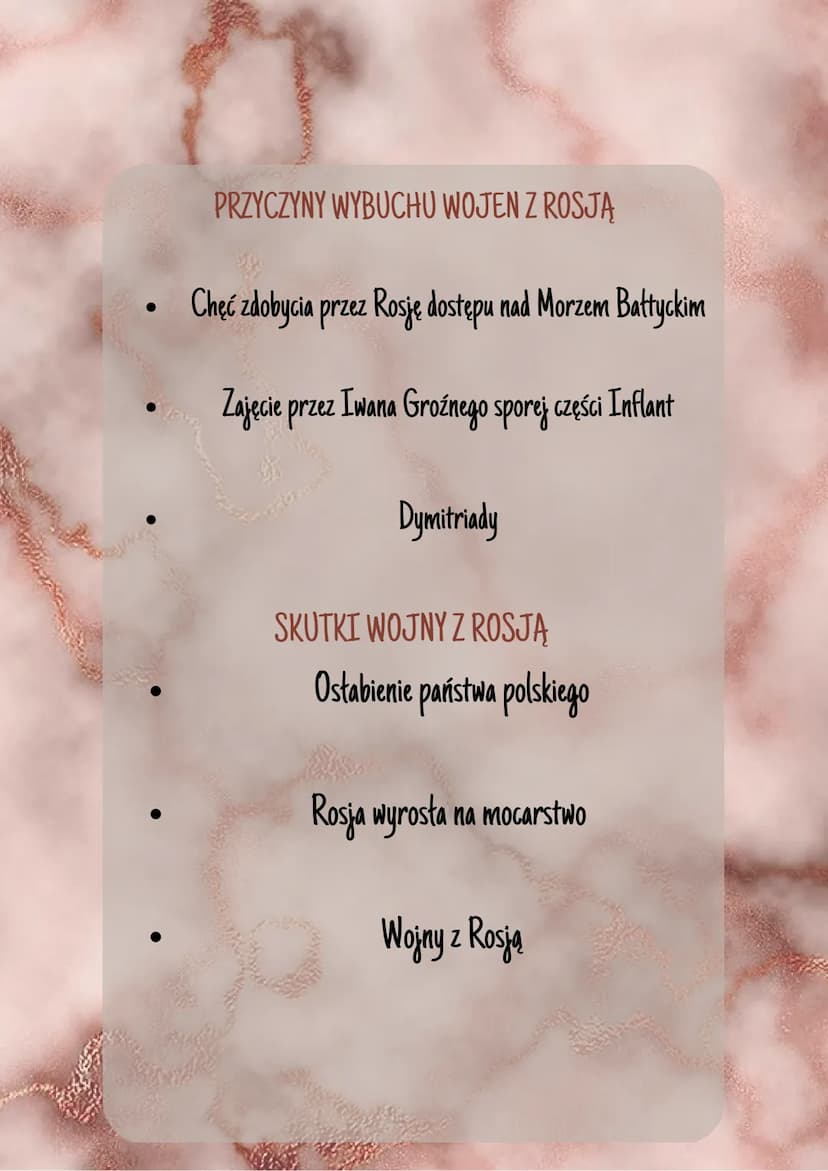 W obronie granic Rzeczypospolitej
WOJNY Z ROSJĄ
1609- początek wojen
1610 - bitwa pod Kłuszynem; hetman Stanisław Żółkiewski
1612 - powstani