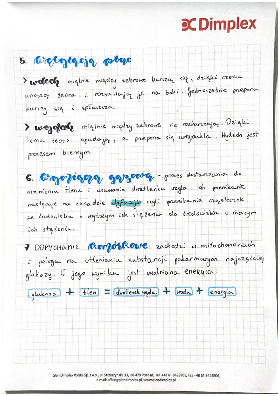 Katologia
1. Oddychanic
Oddychanie płucne: wymiana gazowa zachodząca w.
pęcherzykach
płucnych
6) Oddychanie tkankowe: wymiana gazowa odbywaj