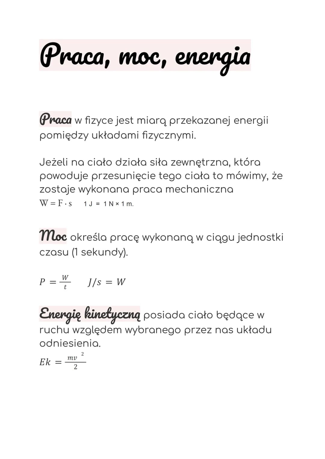 Praca, moc, energia
Praca w fizyce jest miarą przekazanej energii
pomiędzy układami fizycznymi.
Jeżeli na ciało działa siła zewnętrzna, któr