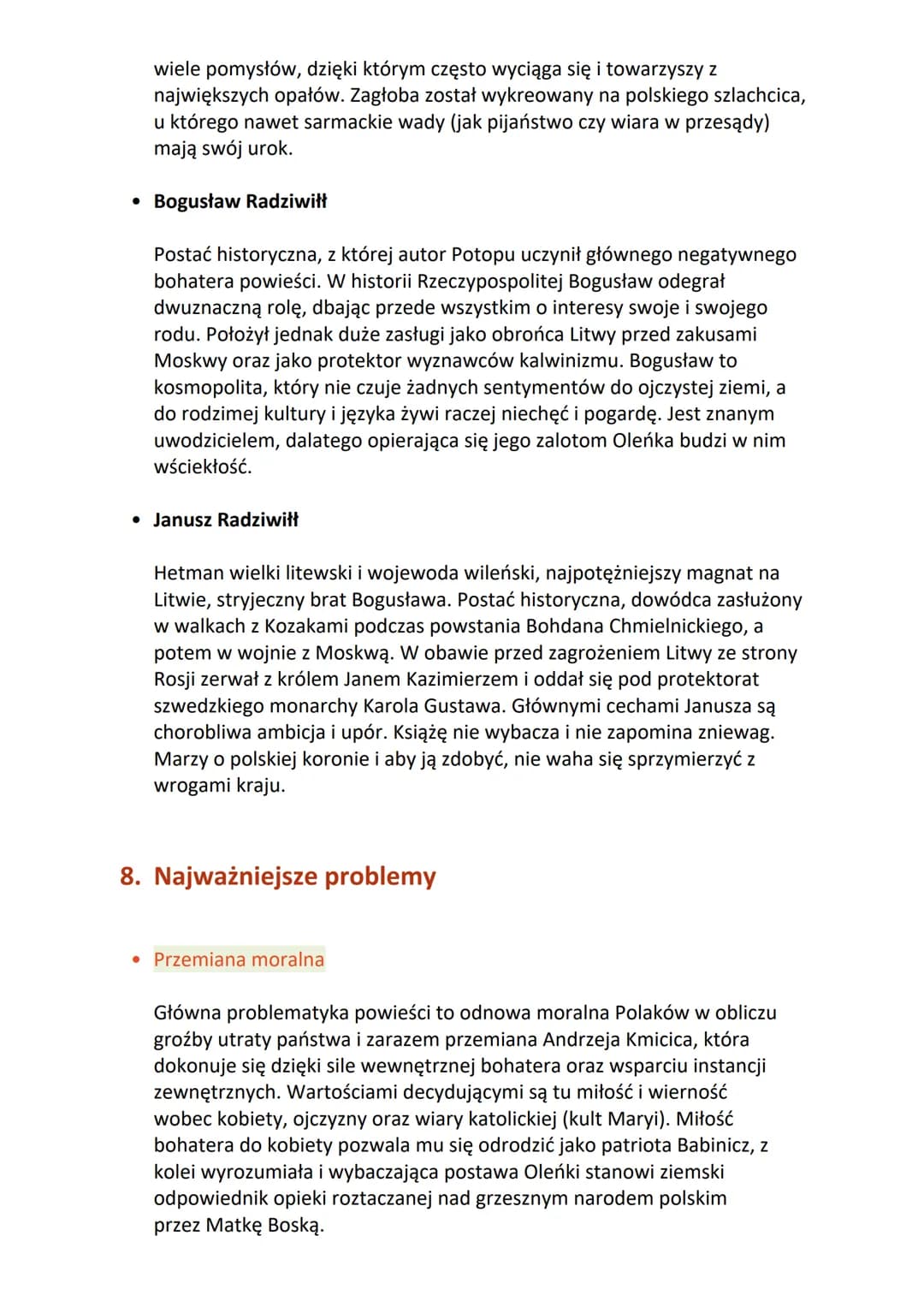 "Potop" Henryk Sienkiewicz
1. Geneza
Dzieło stanowi środkową część trylogii: Ogniem i mieczem (1884 r.), Potop
(1886 r.), Pan Wołodyjowski (