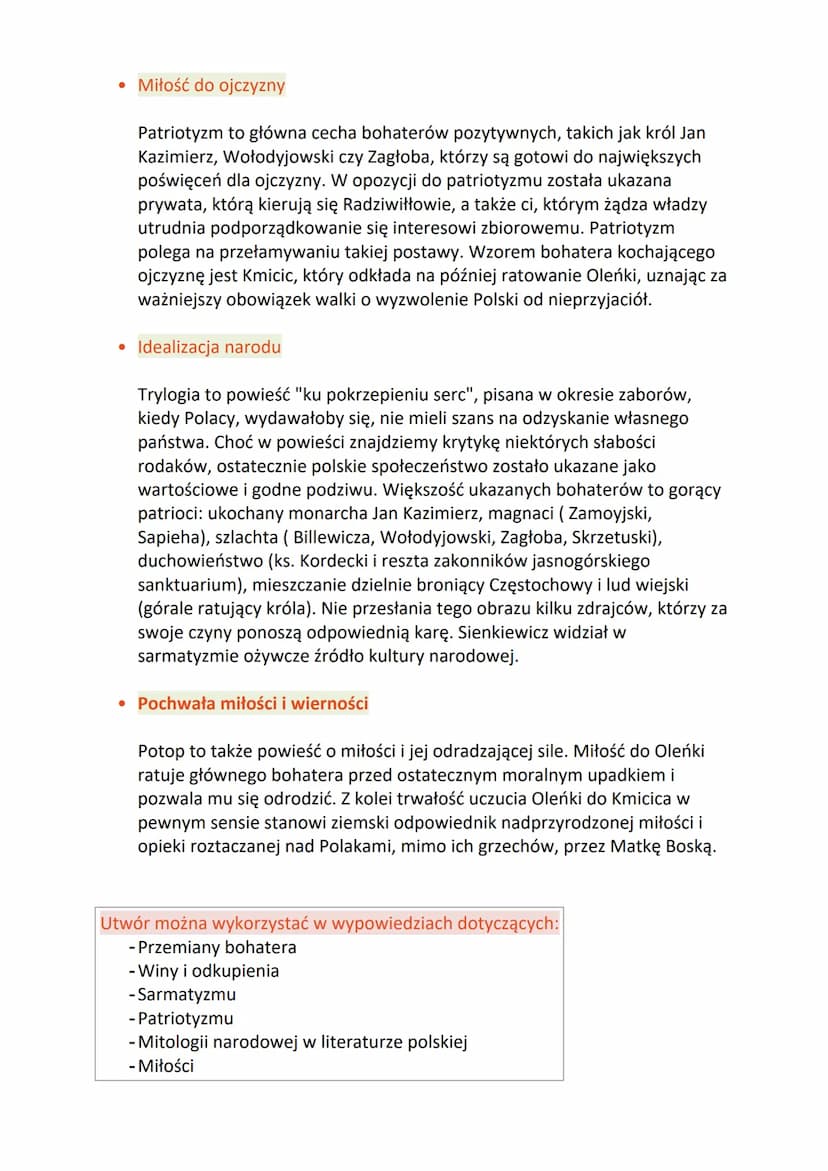 "Potop" Henryk Sienkiewicz
1. Geneza
Dzieło stanowi środkową część trylogii: Ogniem i mieczem (1884 r.), Potop
(1886 r.), Pan Wołodyjowski (