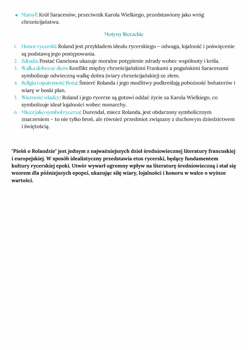 DHESHQ ROLANDAD
Informacje ogólne
• Rodzaj literacki: Epika.
⚫ Gatunek literacki: Epopeja rycerska (chanson de geste, czyli „pieśń o czynie"