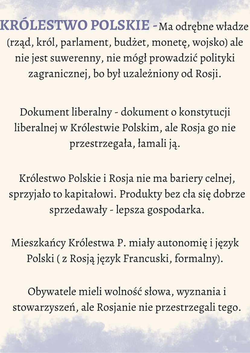 SYSTEM WIEDEŃSKI NA ZIEMIACH
POLSKICH
1815r. - Kongres Wiedeński, zmiany w
podziale ziem Polskich:
82% - Królestwo Polskie (pod władzą Rosji