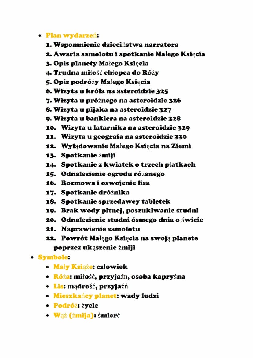 Mały Książe
Czas i miejsce akcji:
• Czas akcji: akcja utworu trwa 8 dni
• Miejsce akcji:
• Planeta Małego Księcia (asteroida B-612)
• Astero