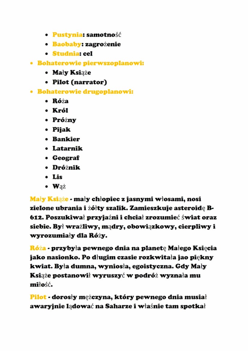 Mały Książe
Czas i miejsce akcji:
• Czas akcji: akcja utworu trwa 8 dni
• Miejsce akcji:
• Planeta Małego Księcia (asteroida B-612)
• Astero