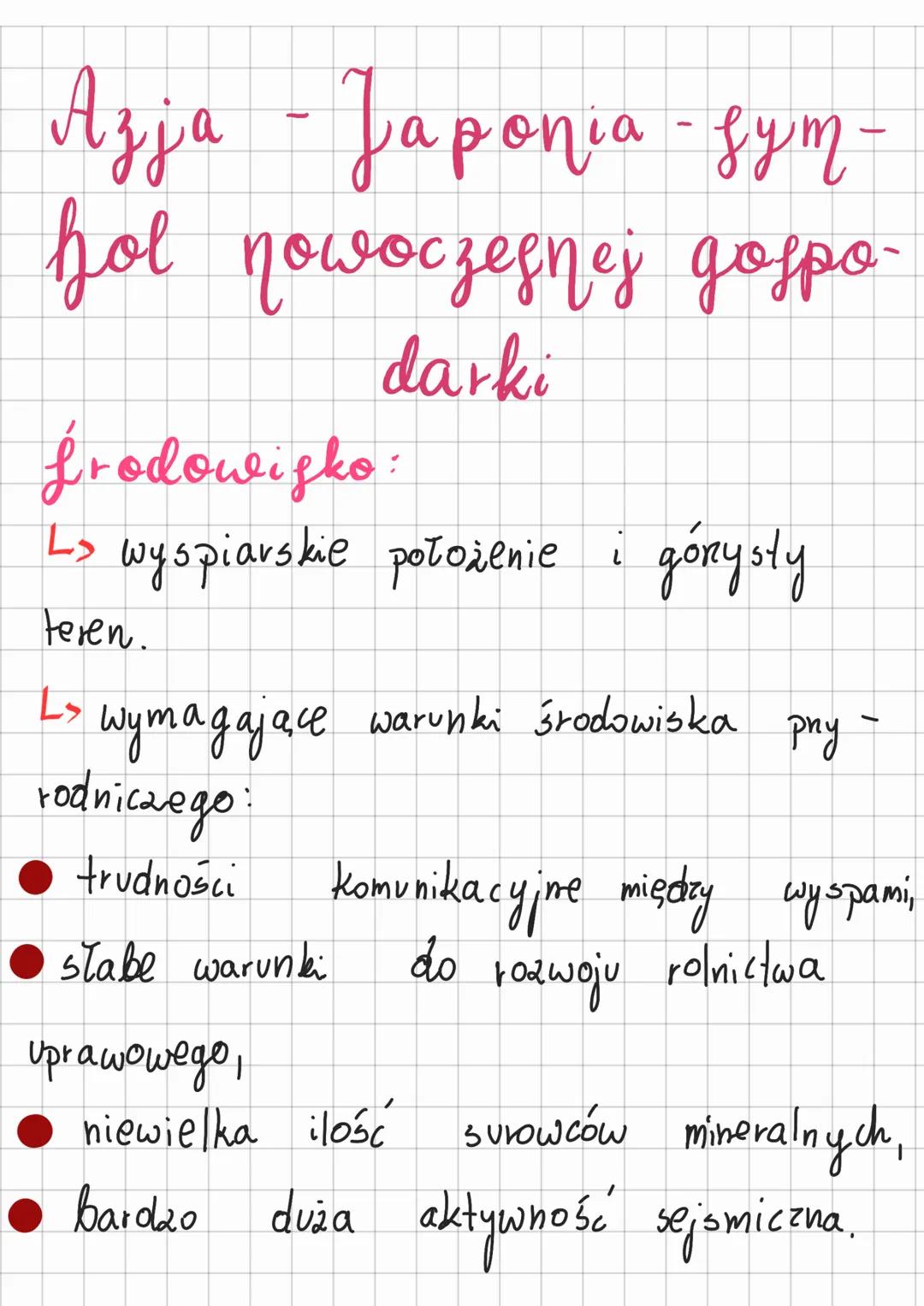 Азја зарапа дут
-
hol nowoczesnej gospo-
darki
-
frodovigko:
L> wyspiarskie położenie i górysty
teren.
L₂
wymagające warunki środowiska
rodn