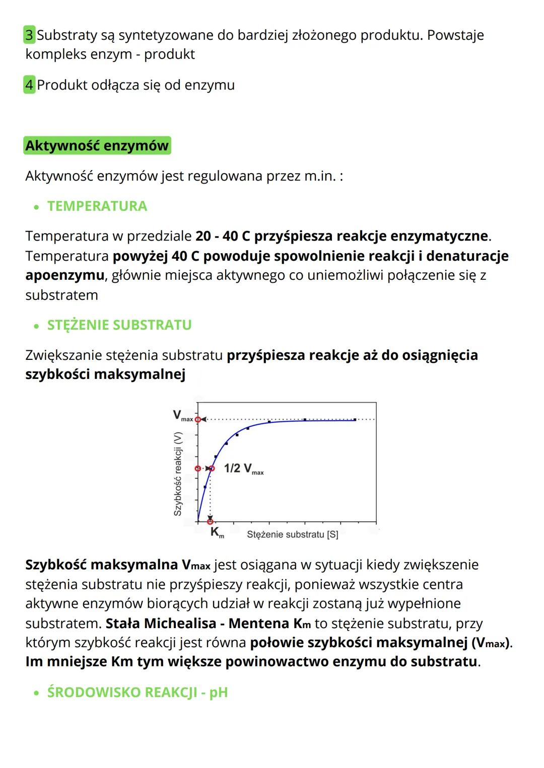 Enzymy
Enzymy - białkowe cząsteczki, biokatalizatory, które nie biorą udziału w
reakcji, ale obniżają energie aktywacji potrzebną do zapoczą