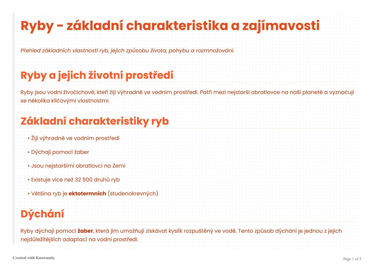 Ryby - základní charakteristika a zajímavosti
Přehled základních vlastností ryb, jejich způsobu života, pohybu a rozmnožování.
Ryby a jejich