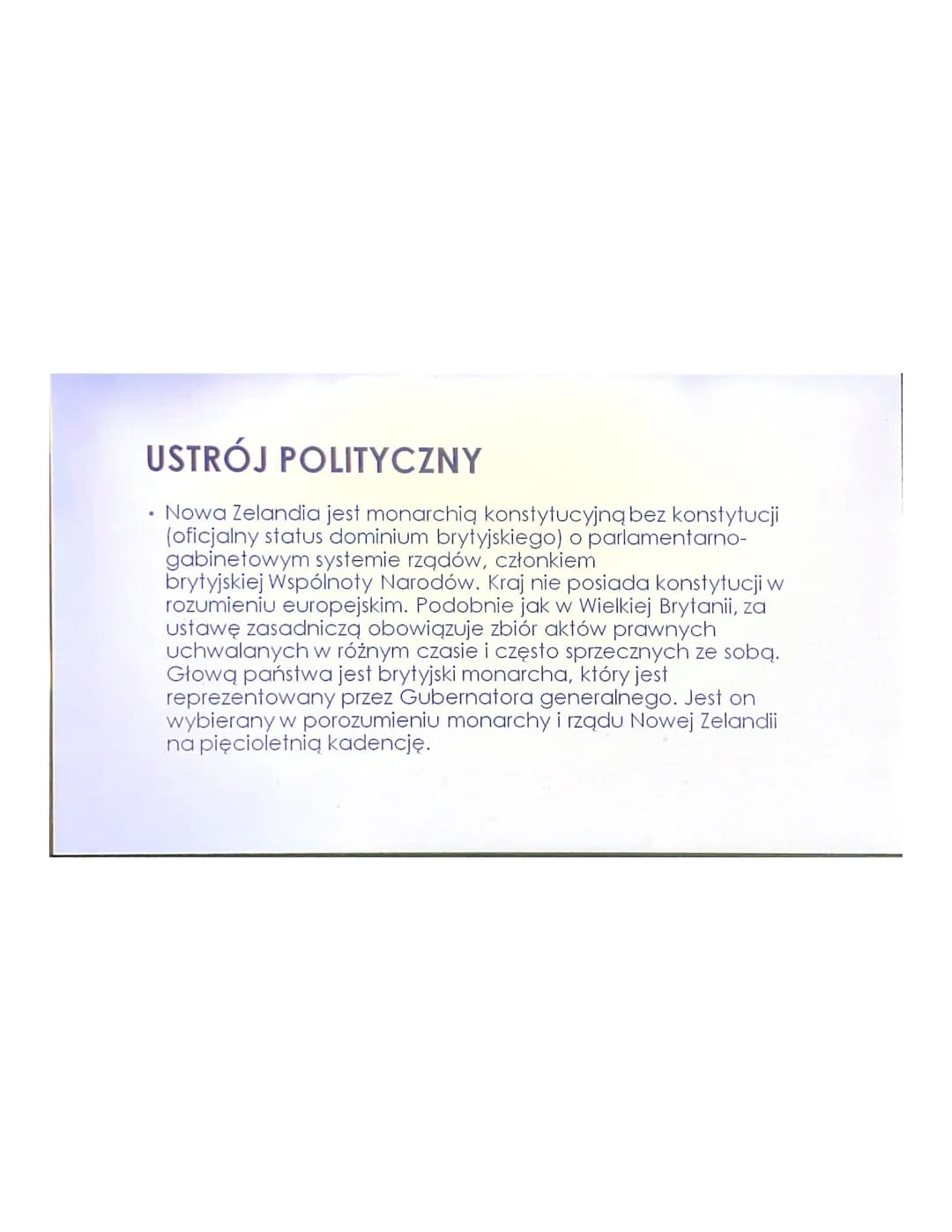 
<p><strong>Położenie</strong><br />
Nowa Zelandia to państwo wyspiarskie położone na południowo-zachodnim Pacyfiku, w Australazji. Składa s