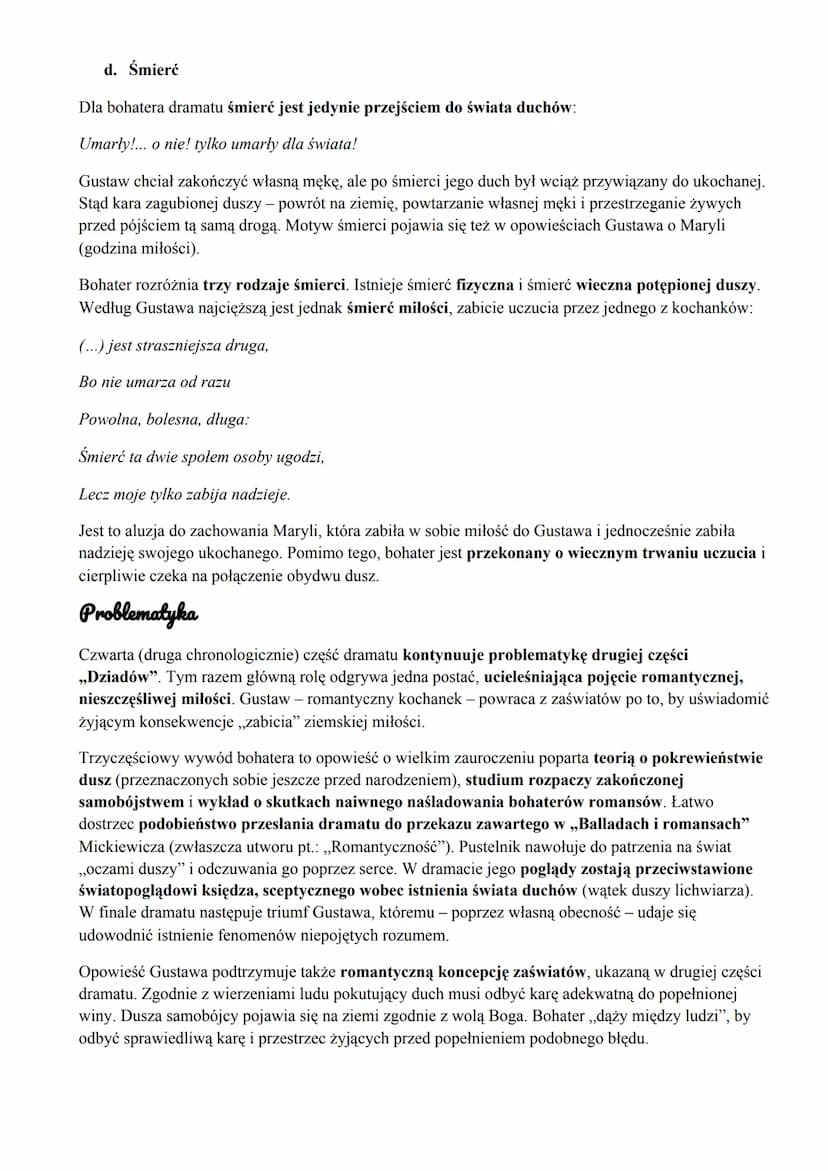 Adam Mickiewicz
Genera
Czwarta część ,,Dziadów” (druga według chronologii pisania) powstawała w latach 1821-22. Utwór
został opublikowany w 