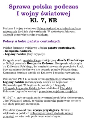 Know Sprawa polska podczas  I wojny światowej (Kl. 7, NE) thumbnail