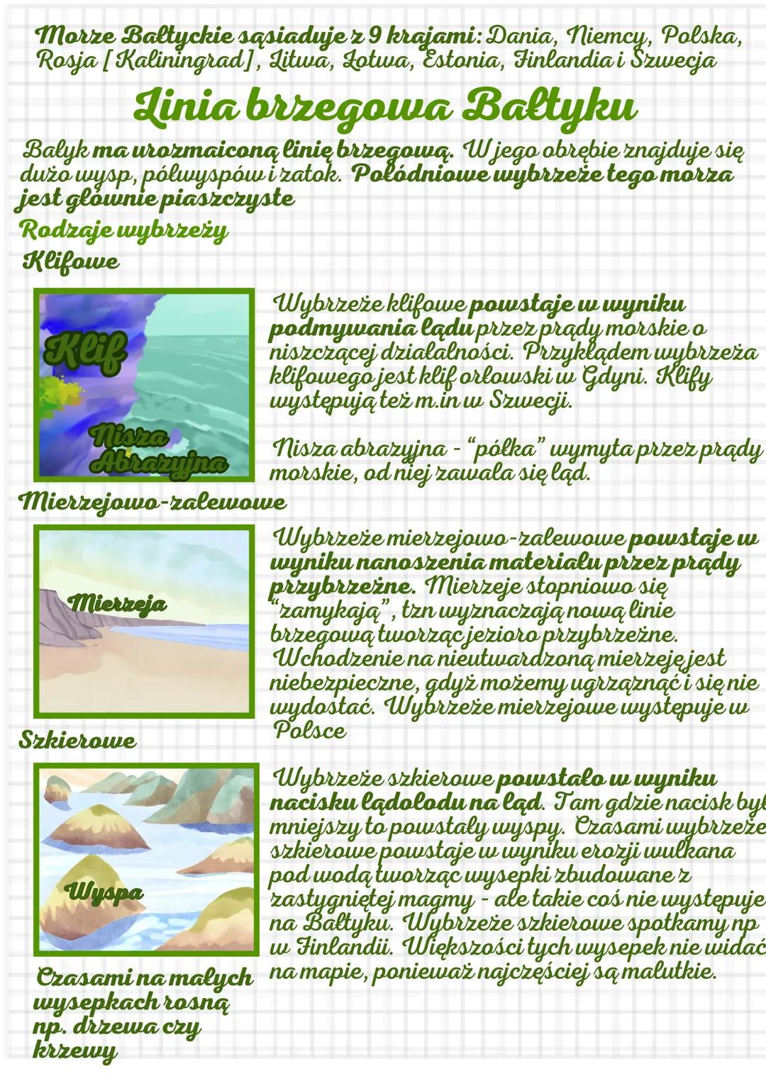 Informacje o Baltyku:
morze plytkie, szelfowe [powstałe w wyniku dzialania
ladoloduji śródlądowe [jest otoczone przez ląd].
Morze slonawe o 