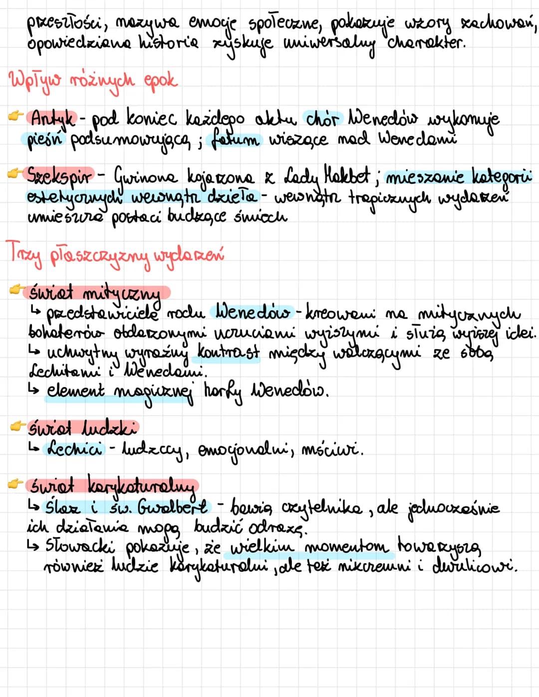 Lilla Weneda JSŁOWACKI Romantyzm
Trapedia romantyczne:
złamanie zasady decorum, zasady trzech jedności,
mieszanie tragizmu z komizmem,
- wys