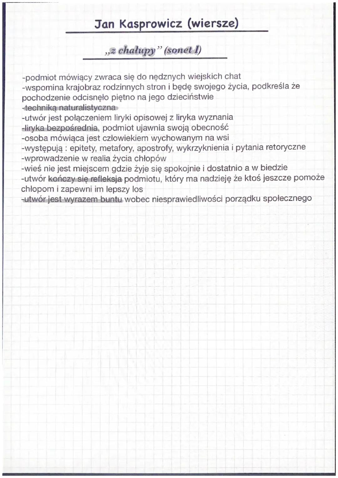 z chałupy sonet I Jan Kasprowicz wiersz 