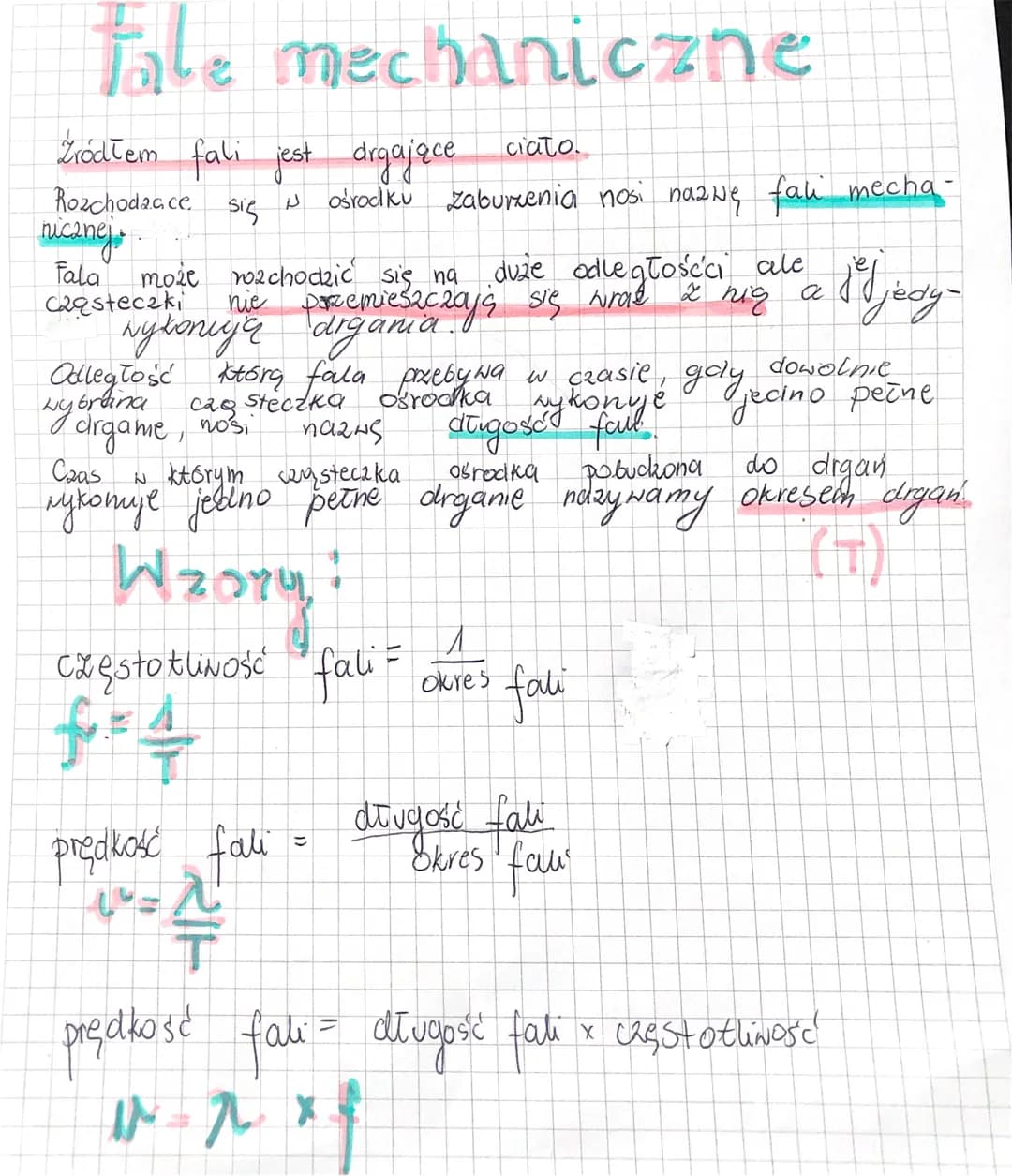Fale mechaniczne
Źródłem fali jest drgające ciało.
Rozchodacce
się
nicznej
Fala
Casteczki
może rozchodzić się na duże odległoścci ale
nie pr